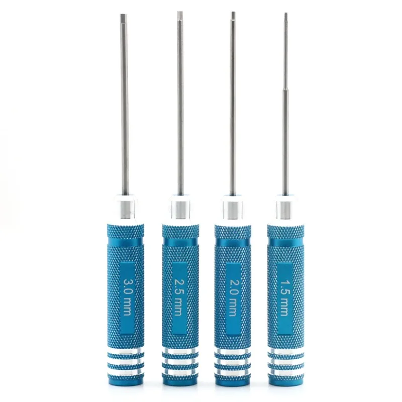 RC Tools 4 Pcs Hex Screw Driver Set Titanium Plating Hardened 1.5 2.0 2.5 3.0mm Screwdriver for Helicopter Toys