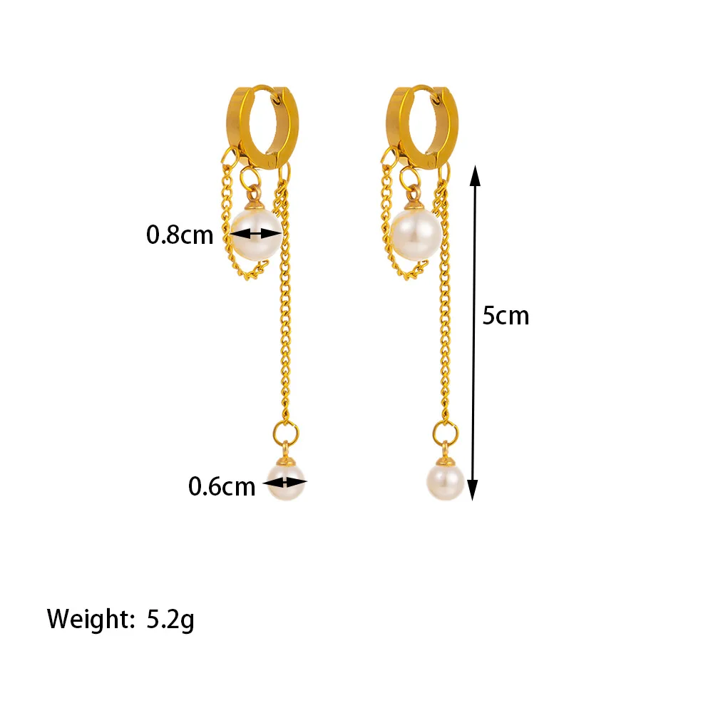 Anting-anting baja tahan karat mutiara imitasi untuk wanita gadis anting-anting Pesta rumbai panjang romantis berlapis emas perhiasan modis
