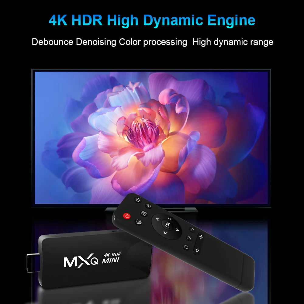 MXQMINI Smart Android Mini TV Stick Android 10 Quad Core Support 2.4G Wifi 4K HD TV Box H.265  Streaming Smart Set Top Box