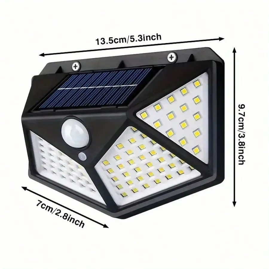 1 ชิ้น, 100 LED Wall Light, Intelligent Motion Sensor, ชาร์จพลังงานแสงอาทิตย์, กันน้ํา, เหมาะสําหรับลาน, สวน, เลน, รั้ว