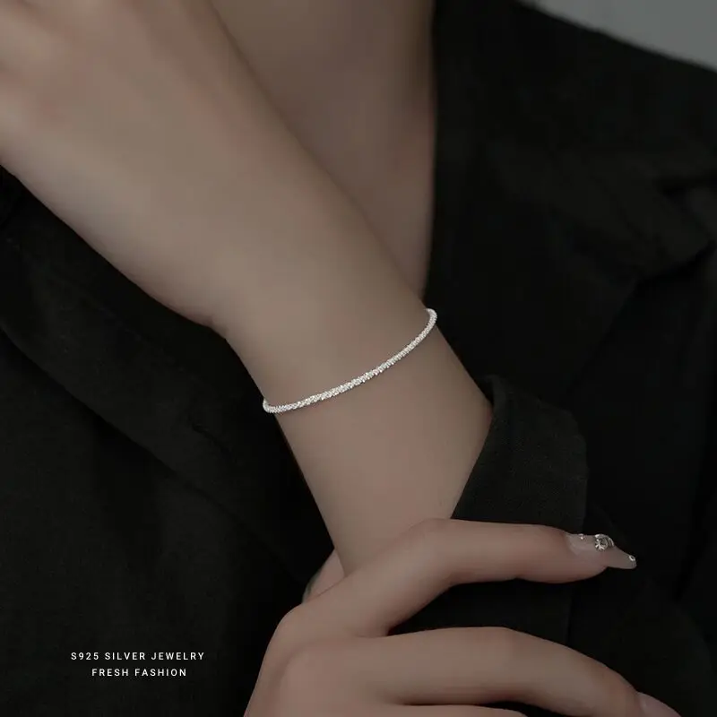 แท้ S925 สร้อยคอเงิน 2 มม.ประกาย Collarbone,สร้อยคอ,เครื่องประดับ Charm สูงของขวัญผู้หญิง