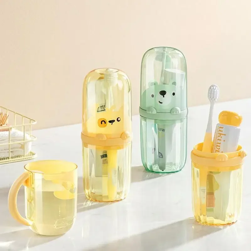 Taza para enjuague bucal de viaje, taza para cepillar, cepillo de dientes, taza para cepillos de dientes, juego para niños, almacenamiento portátil de lavado y pasta de dientes para el hogar
