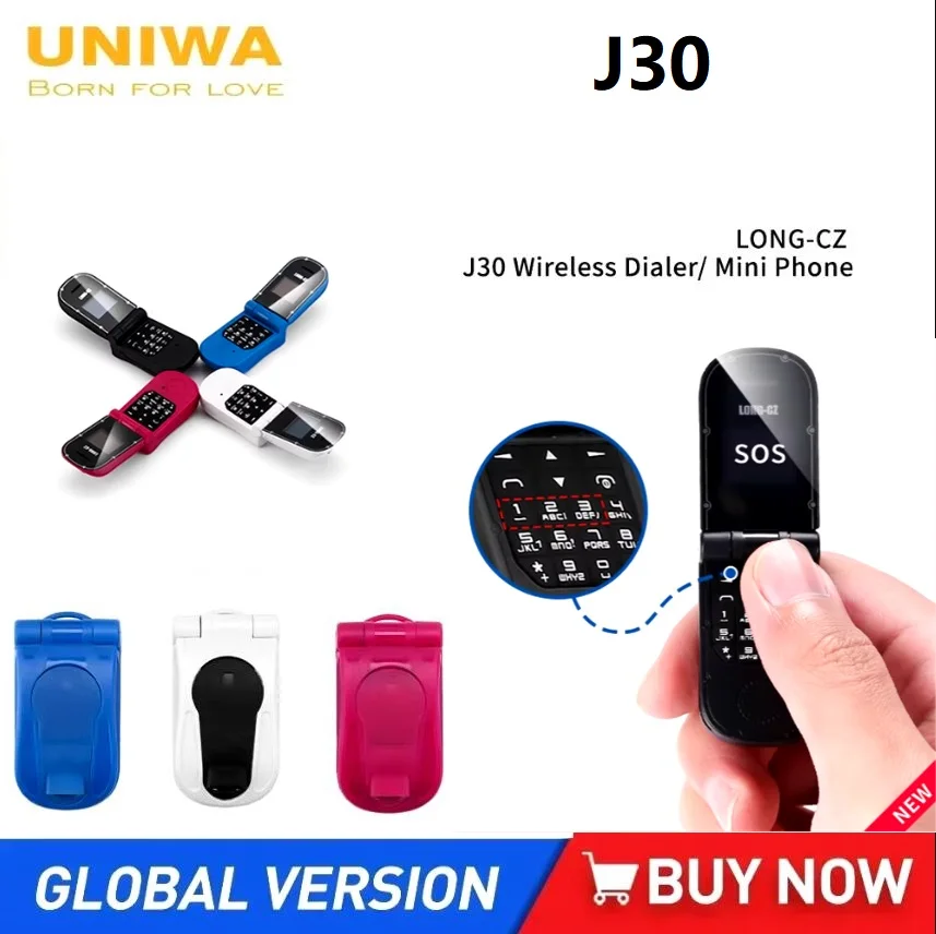 UNIWA J9 Siêu Mini Flip Điện Thoại Di Động 2G Micro Đơn Thẻ MobilePhone Ốp Nút Nhấn Không Dây Trình Quay Số Bluetooth Magic Giọng Nói