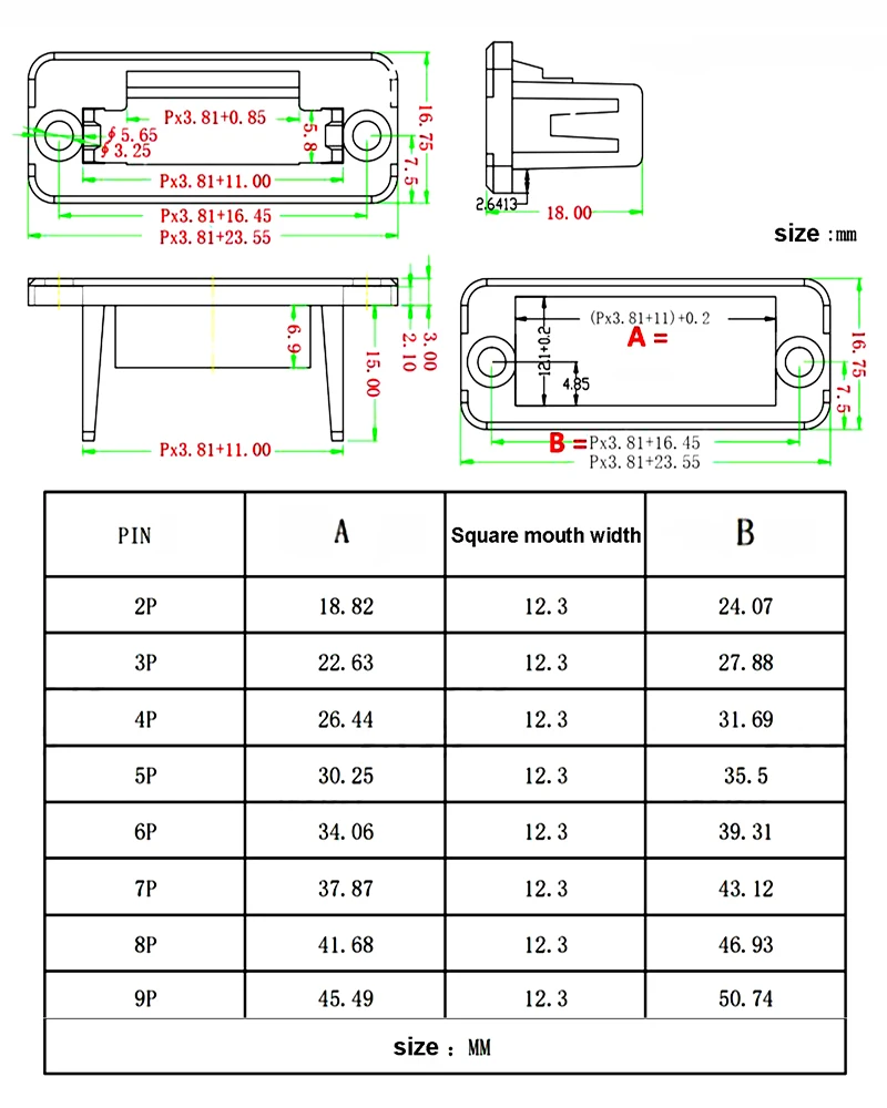 1Set  Pitch 3.81mm 2P/3P/4P/5P/6P/8P/9P Pluggable Terminal Block Connector JM15EDGKM 3.81mm Pitch