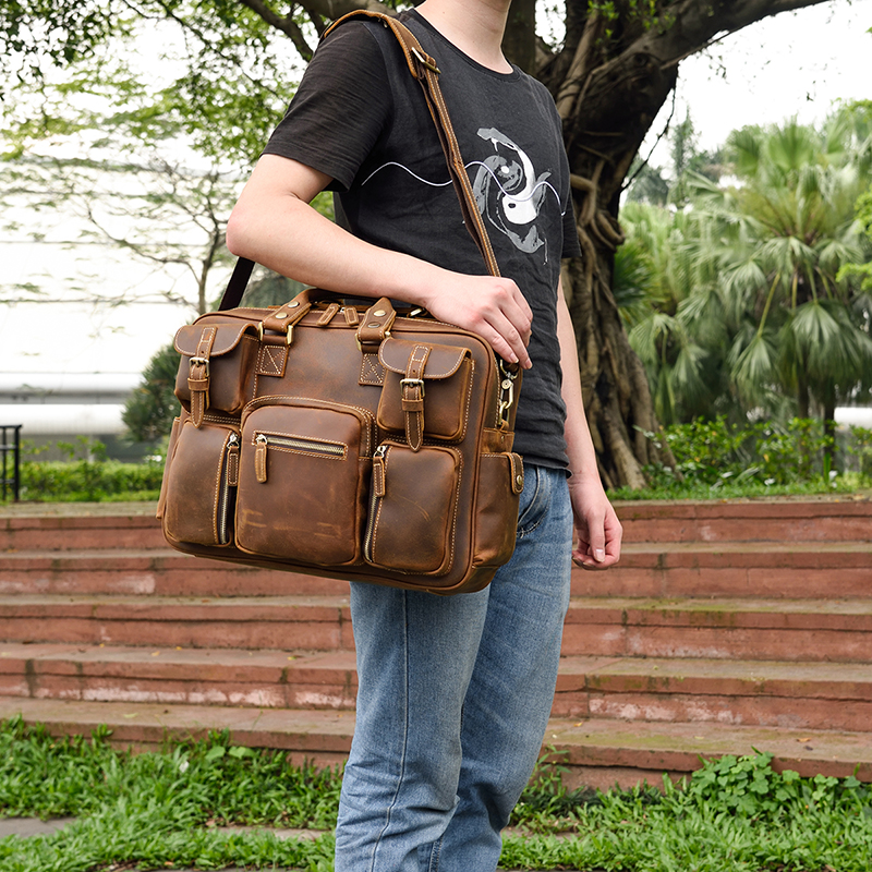 Модные мужские портфели из натуральной кожи с плечевым ремнем, мужская сумка для ноутбука, ноутбука, новинка 2025 года, деловая сумка-портфель