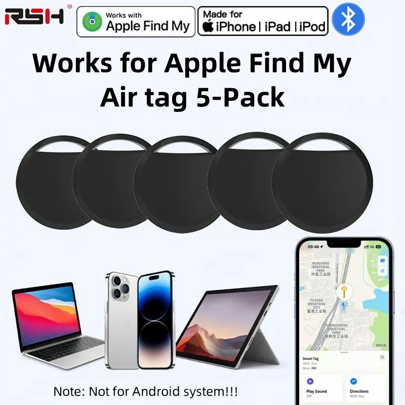 5er-Pack Smart Air-Tag (nur IOS), funktioniert mit Apple Find My (nur iOS), GPS Global Positioning Smart Tracker für Schlüsseltasche, Auto-Geldbörse