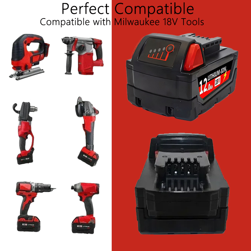 6000 мАч/12000 мАч для Milwaukee M18 18 В Замена для Milwaukee M18B5 XC литий-ионный аккумулятор 48-11-1815 2604-20 48-11-1850 зарядное устройство