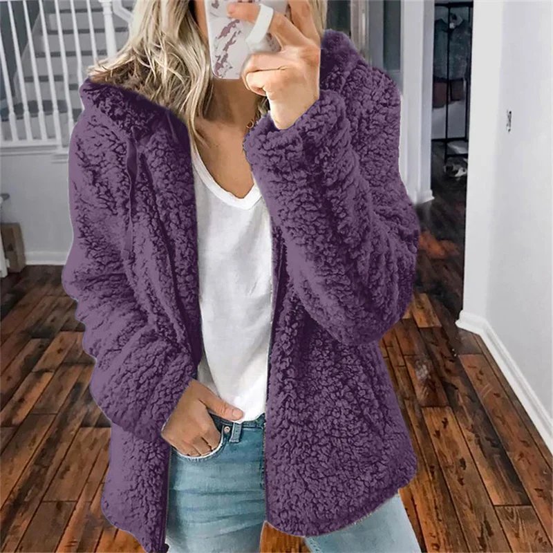 Sudadera con capucha cálida y gruesa de felpa para mujer, cárdigan de Color sólido a la moda, Sudadera con capucha, ropa de abrigo informal cómoda para invierno para mujer 5XL