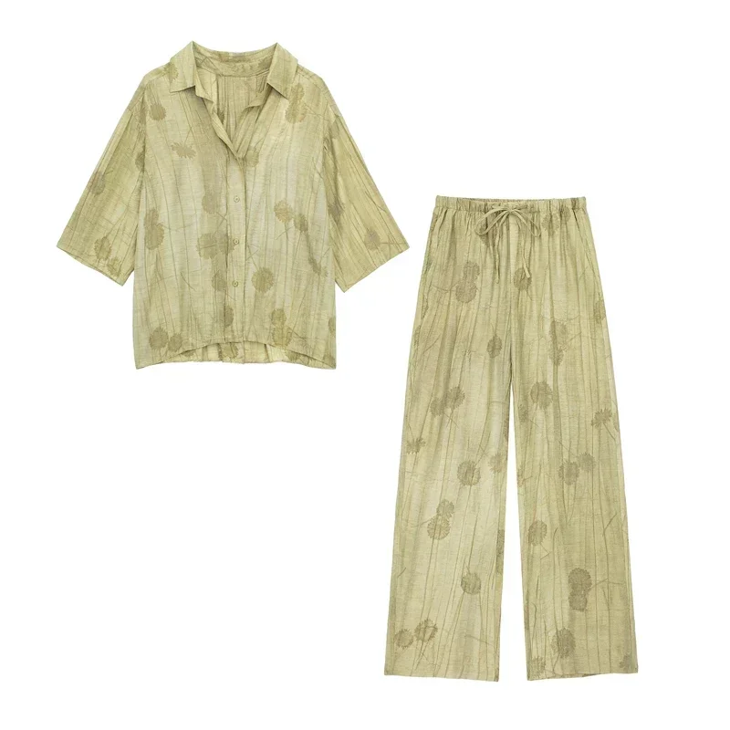 Ensemble femme 2025 nouvelle mode printemps Jacquard ample dames chemise été femmes pantalon décontracté Chic imprimé ensemble pour les femmes