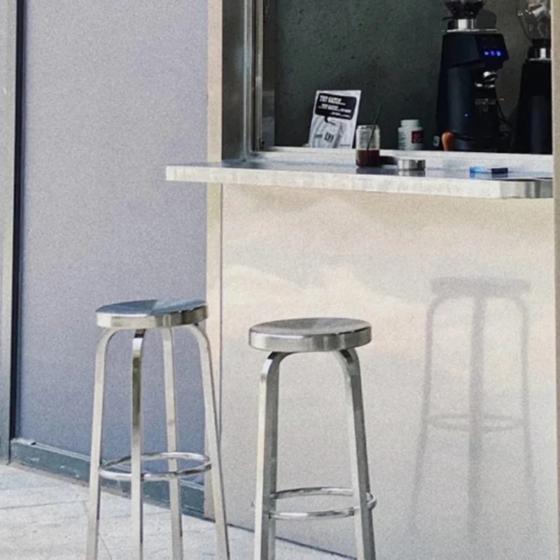 Taburete de Bar moderno de acero inoxidable 304, silla para mostrador de cafetería, taburete Industrial para desayuno, taburete Retro para Pub, taburete de Bar de alta calidad