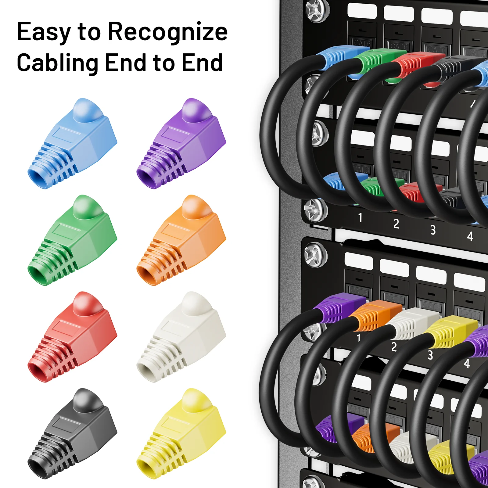 ZoeRax 100 шт. в упаковке RJ45 CAT6 CAT6E CAT5 CAT5E Ethernet Сетевой кабель Рельефные ботинки Крышка разъема кабеля (наружный диаметр 6,0 мм)