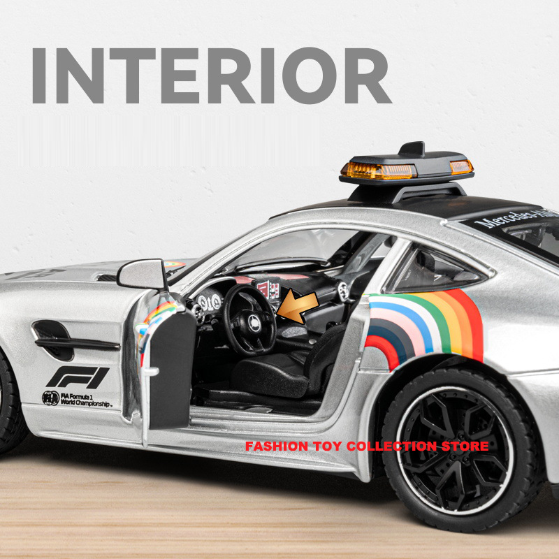 1:24 bens gtr segurança liga modelo de carro diecasts brinquedo com som e luz veículos decoração brinquedos para crianças presente