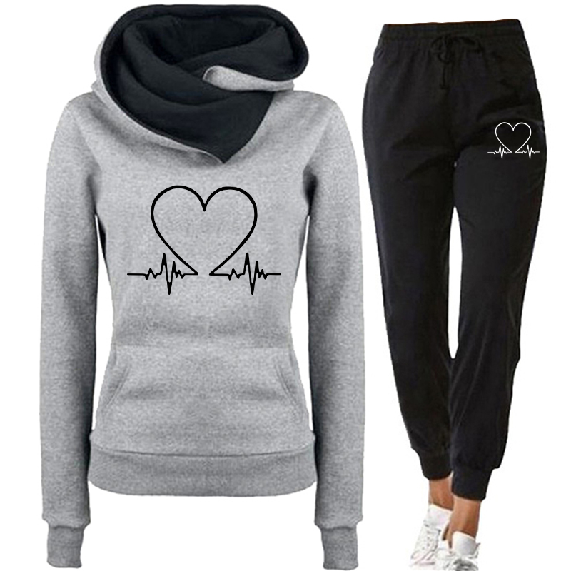 Chándal para mujer, sudaderas cálidas con capucha para otoño e invierno, pantalones de chándal para correr para mujer, ropa versátil de moda para mujer, trajes deportivos