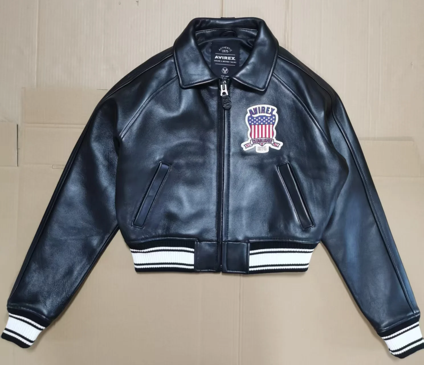 AVIERX Neue Damen-Jacke aus französischem Schaffell, US-Größe, Frühling, Herbst, Saison, kurze Pilotenjacke aus echtem Leder, Kleidung, klassischer Mantel