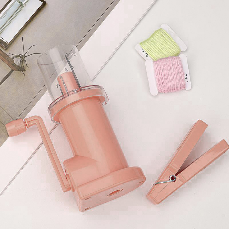 Máquina de tricô de corda semiautomática com manivela manual estilo vermelho pequena máquina de tecelagem ferramenta de tecelagem