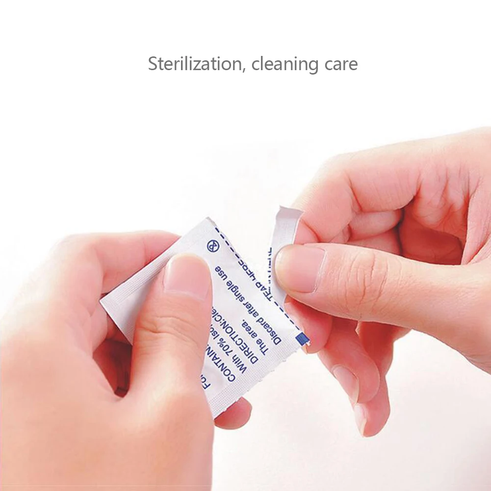 Tampons de coton jetables à 75% d'alcool, 50/100 pièces, outils de nettoyage de tatouage pour la peau propre antiseptique, bijoux, utilisation de désinfection de téléphone portable
