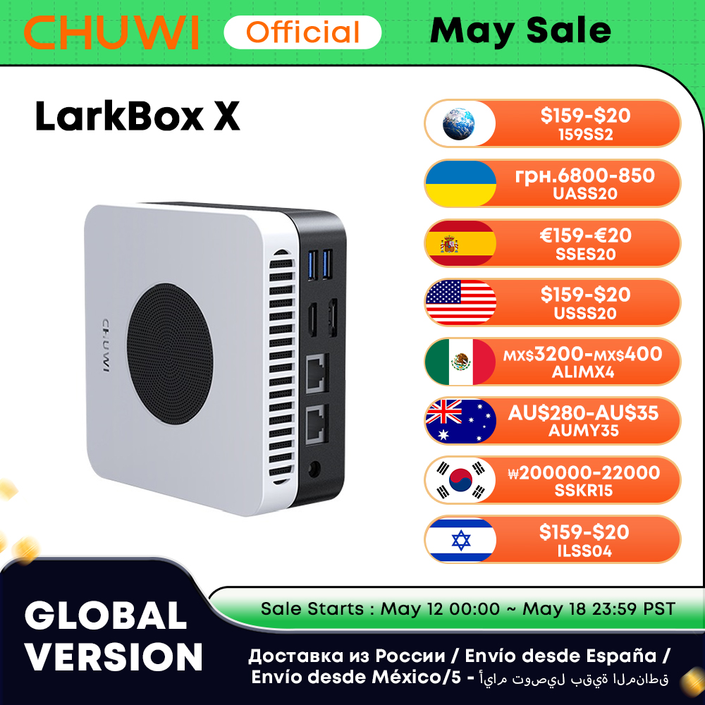 Máy Tính Bảng CHUWI LarkBox X Mini PC AMD Ryzen 7 3750H Chơi Game Vega 10 Đồ Họa RAM 8GB 256GB SSD HD DP Dual LAN WiFi 6 Máy Tính