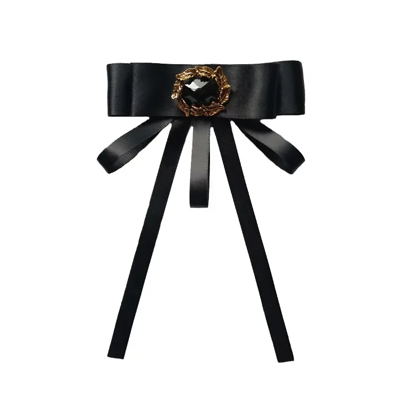Mới Retro Ong Thắt Nơ Hàn Quốc Cao Cấp Trường Cao Đẳng Ngọc Trai Phong Cách Đá Bowtie Áo Sơ Mi Pin Vòng Cổ Phụ Kiện Hoa Quà Tặng dành Cho Nữ