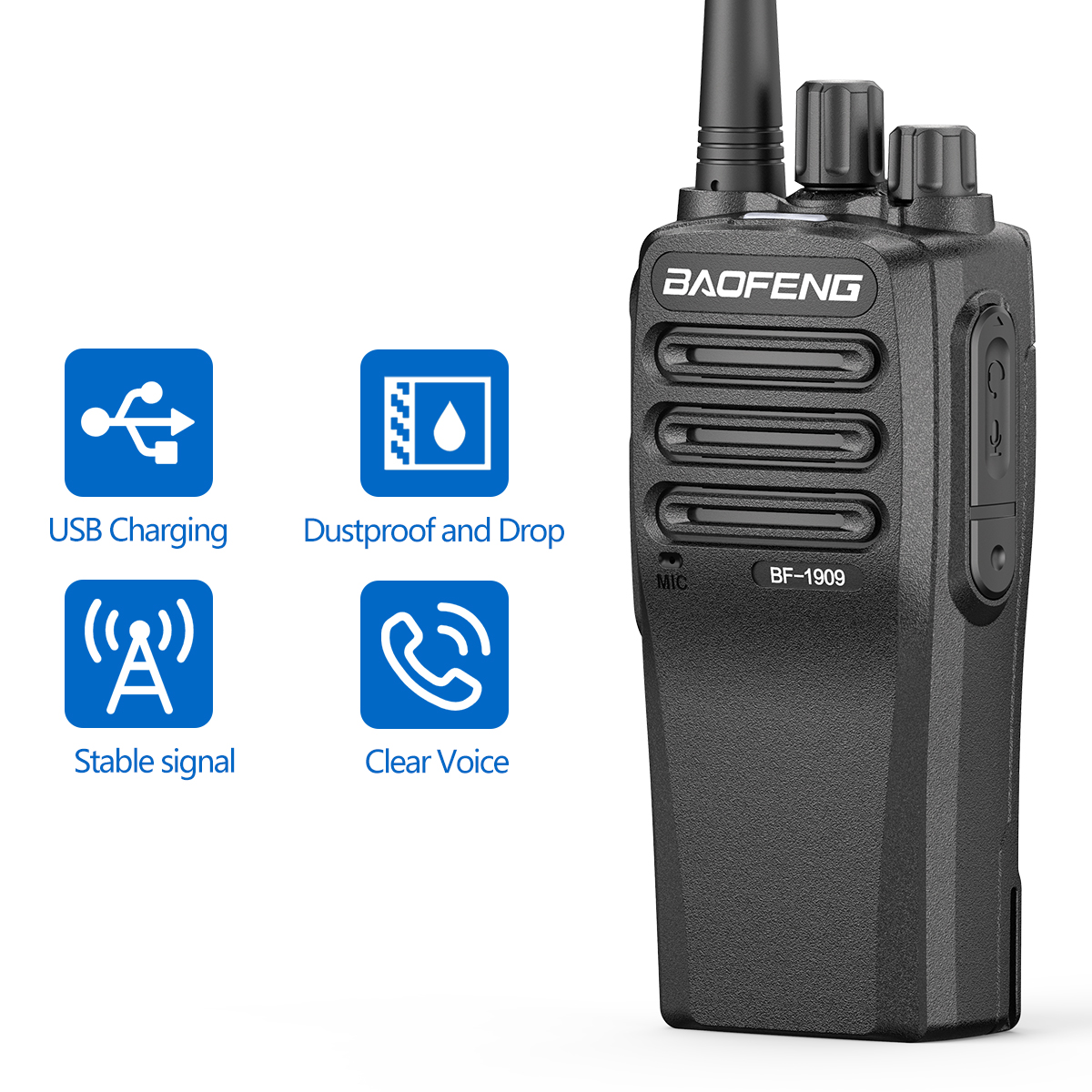 1pcs baofeng BF-1909 1909 UHF 400-470MHz 10 와트 워키 토키