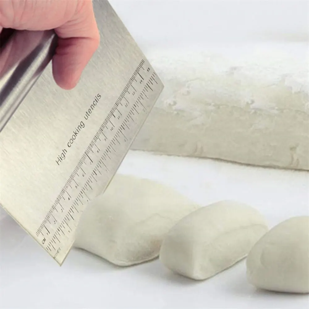 Edelstahl Teig Gebäck Schaber Pizza Cutter Chopper mit Messskala Mehrzweck Kuchen Brot Separator Skala Messer