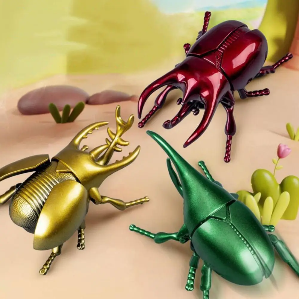 Clockwork Toys Wind-Up Beetle Toy Realistic Trick Props Simulated Beetle Insect Model Wild Insect Education