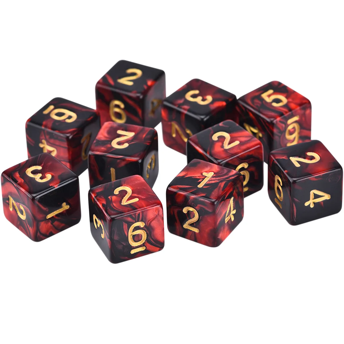 10 ピース/セットアクリルサイコロセット 6 面 16 ミリメートル D6 彫刻パターン多面体ゲームサイコロ RPG ダンジョンズ & ドラゴンズボードゲーム
