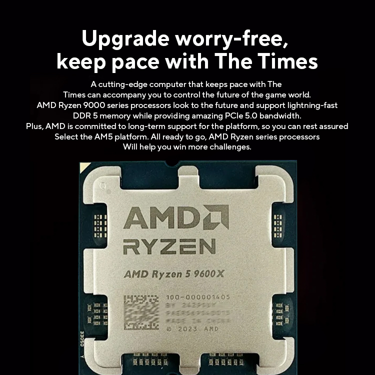 Processador amd ryzen 5 9600x, 5.4ghz, 6 núcleos, 12 threads, 38mb, cache de jogo, 4nm, tdp, 65w, soquete am5, cpu para jogos, zen 5, gráficos integrados