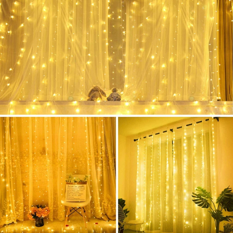 LED Curtain Lights USB Powered with Remote Control Holiday Christmas Decorations for Home Wedding Birthday Bedroom Party Lights