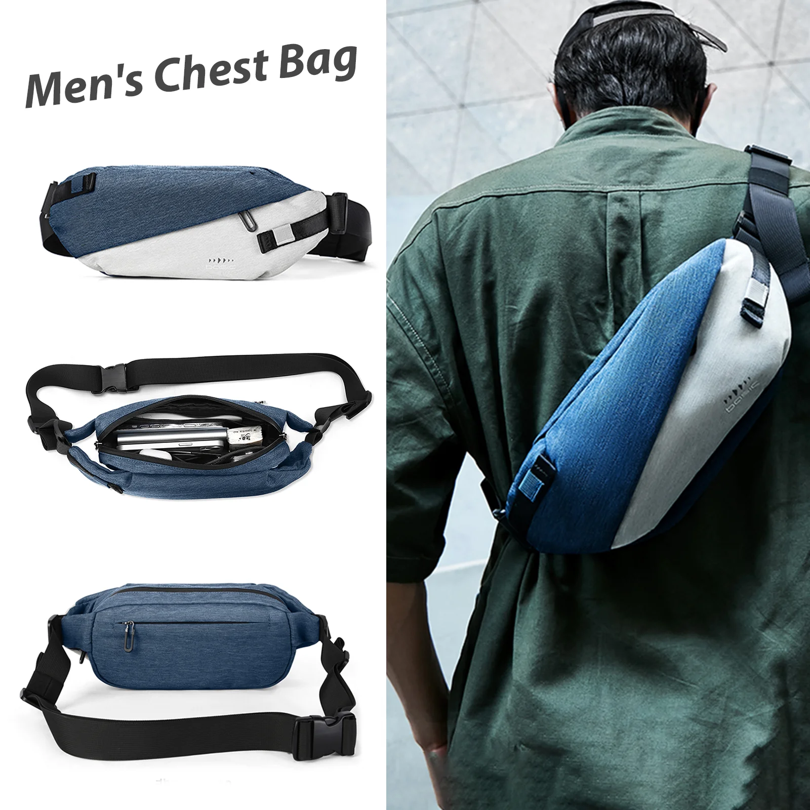 Bolsa de cintura crossbody anti-roubo para homens e mulheres, mochila pequena de um ombro, bolsa de peito, mochila tipo estilingue para esportes