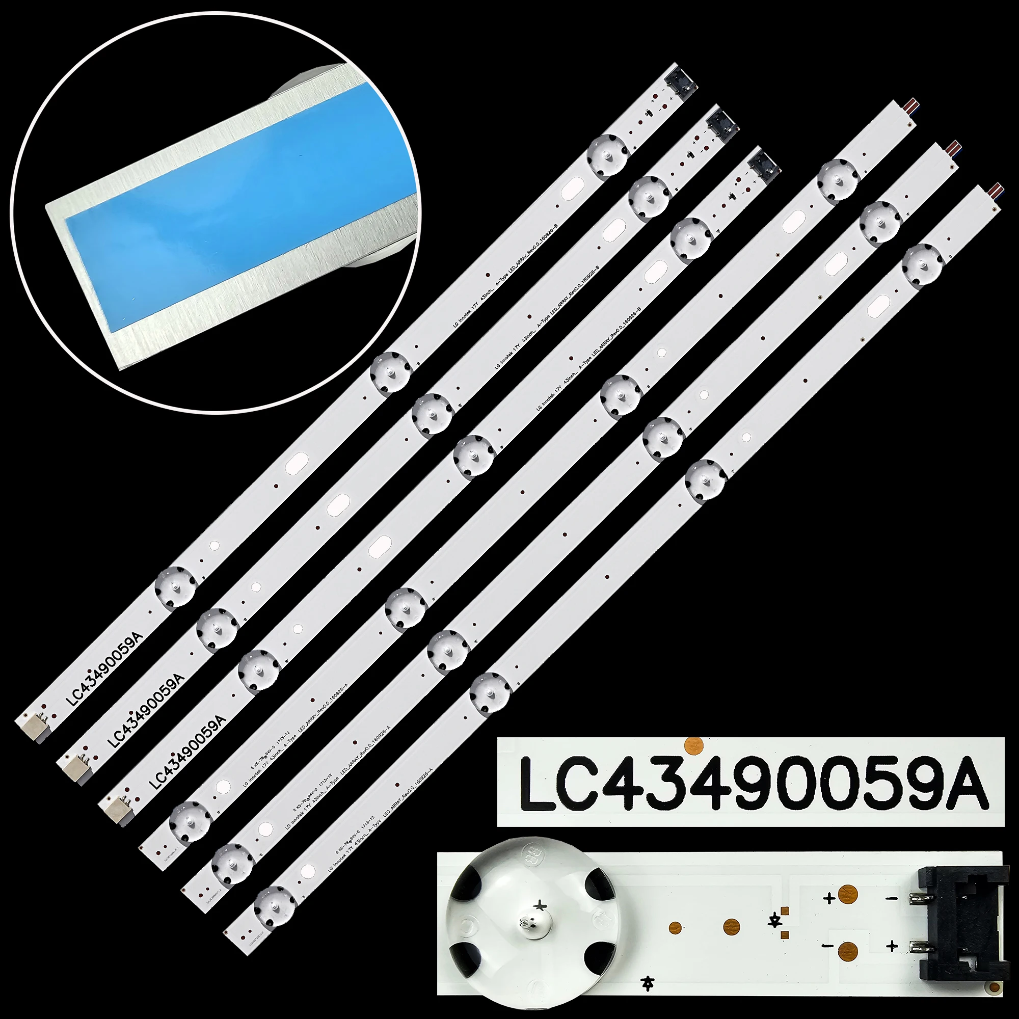 3 PCS tira Retroiluminação LED para 43UJ635V 43UK6300PLB 43UJ651V 43UJ634V 43UJ630V 43UJ561V 43UJ655V LC 43490059 Um LC 43490058 Um