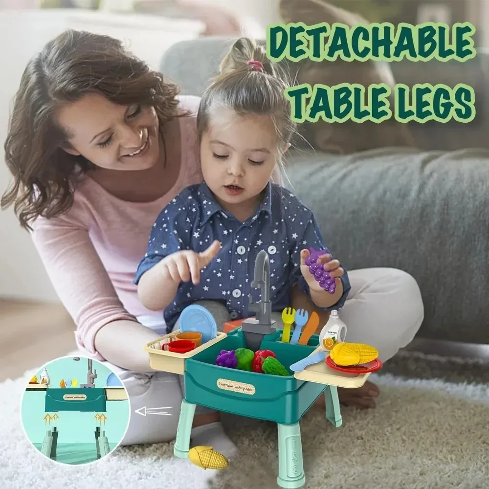 Juego de fregadero de cocina para niños, juego de fregadero con agua corriente, juguete de fregadero de cocina, juego de rol, regalo para niños y niñas