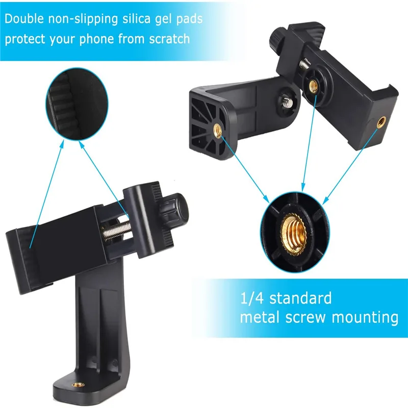 Tripod Mount Universal 360 Degree Mobile Phone Clip Compatible With 1/4 Screw Cellphone Holder Desk Tripod Adapter For iphone