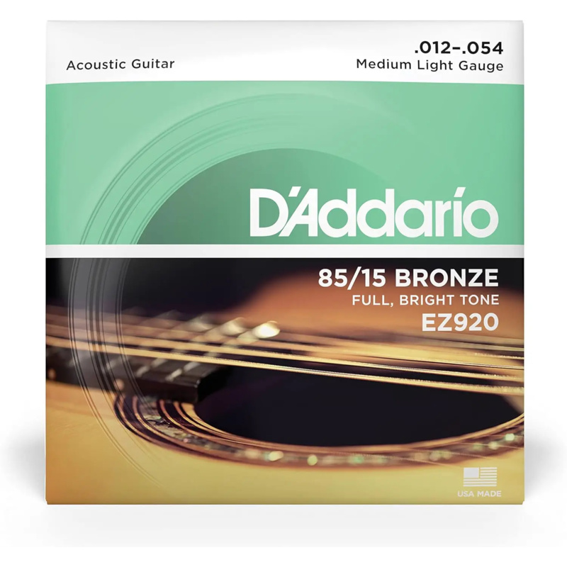 JEStrings acoustiques pour 6 cordes JE-Full, Bright Tone, Medium Light, 85/15 Bronze, EZ920 12-54