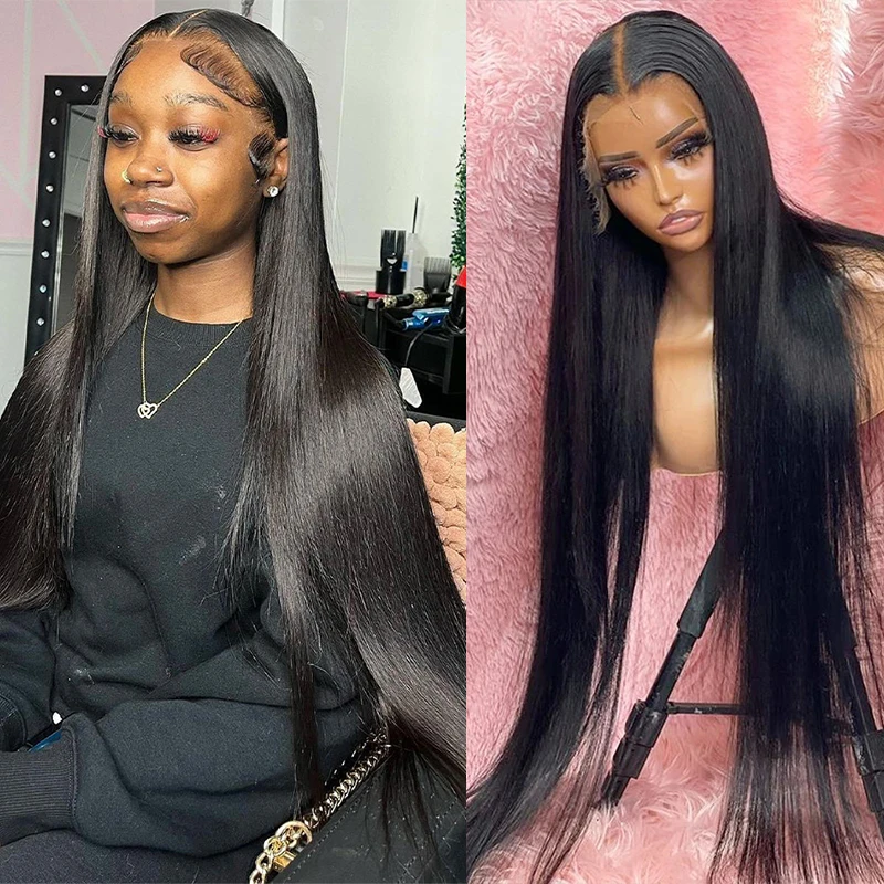 30 40 42 Inch 13x4 13x6 HD Transparent Bone Straight Lace Front Wig 200 Density Brazilian Lace Frontal Wigs Human Hair For Women