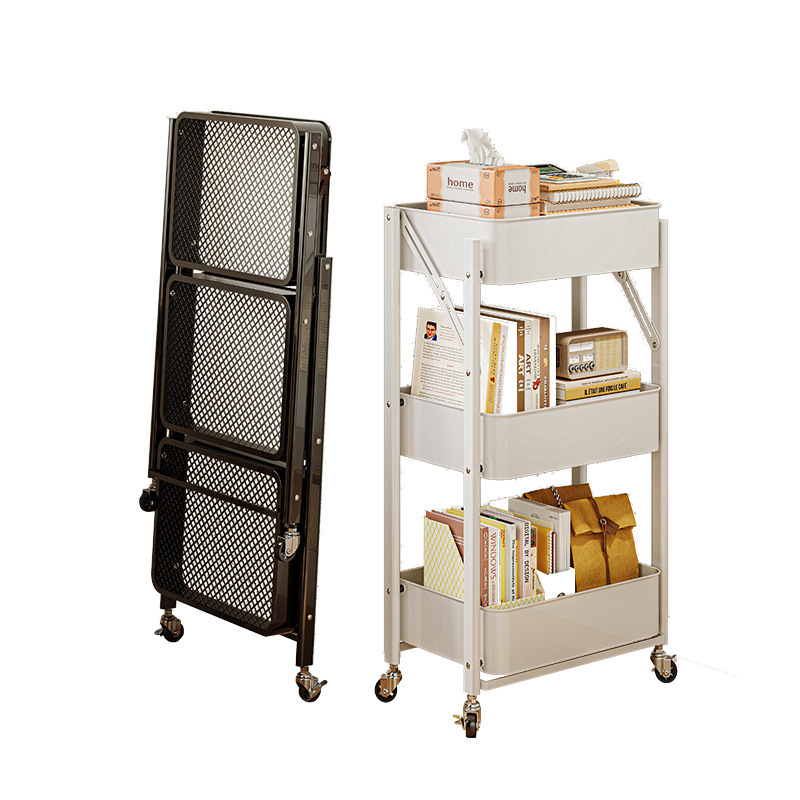 Foldable storage rack Small cart storage rack Multi story floor storage rack Kitchen snack rack Toilet mobile storage rack