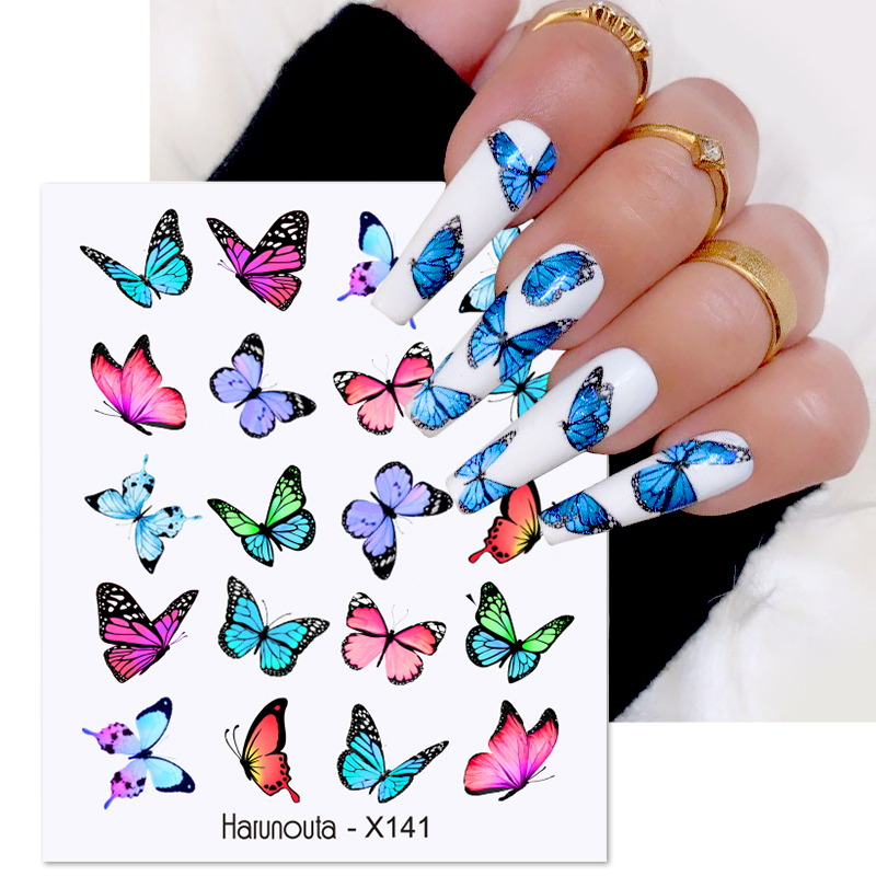 1Pc 3D Nail Sticker Colorful Pattern Press on Nail Decals Wave Gold Ink Blooming Marble Design Slider DIY Nail Art Decorations