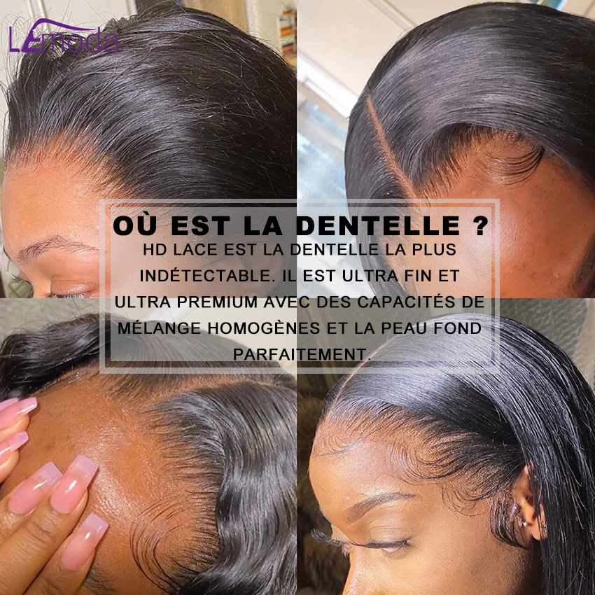 Perruque Lace Front Wig Remy naturelle lisse-Lemoda, 13x6 13x4, 34 32 pouces, HD, perruque Lace Wig transparente, pour femmes