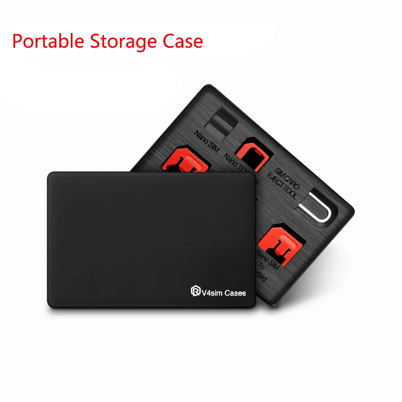 SIMカードアダプターセットと電話ピン付きナノケース,薄いクレジットカードサイズ,財布,収納ケース