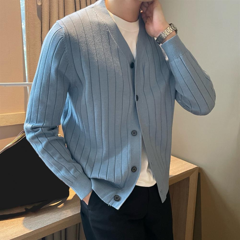 Strickjacke mit V-Ausschnitt, Herren-Strickjacke mit V-Ausschnitt, dicker, warmer, winddichter Mantel für Herbst und Winter, lässige Alltagskleidung