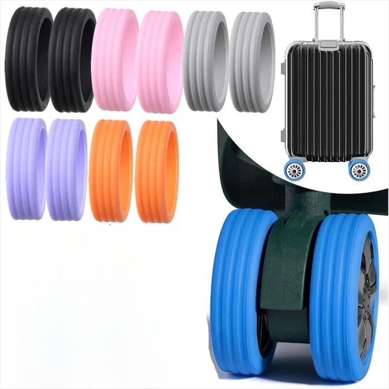 Protector de rueda de silicona para maleta, cubierta de carrito, funda con ruedas, cubierta para compartimento de equipaje, accesorio de rueda silencioso