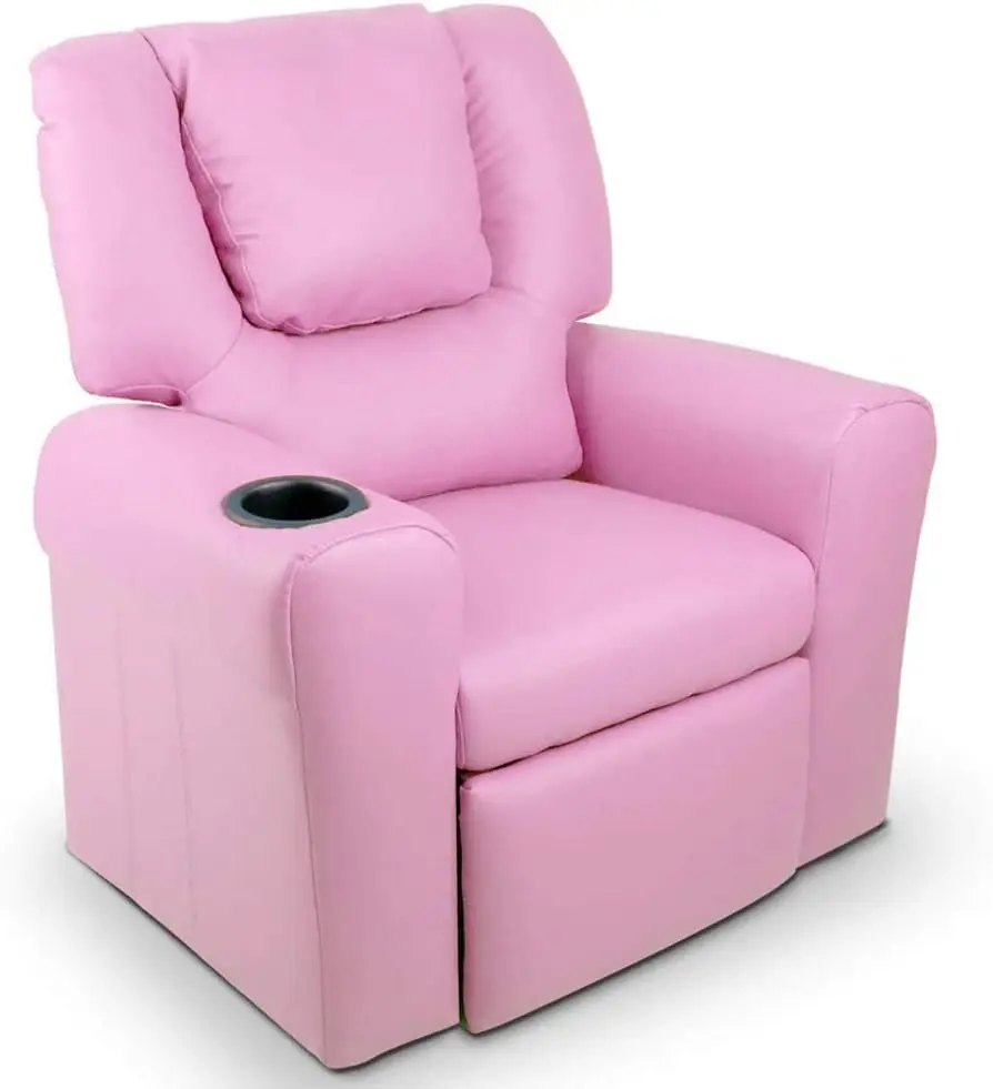 Kinder-Liegestuhl, rosa PU-Ledersofa, Lounge-Couch, Kindersessel