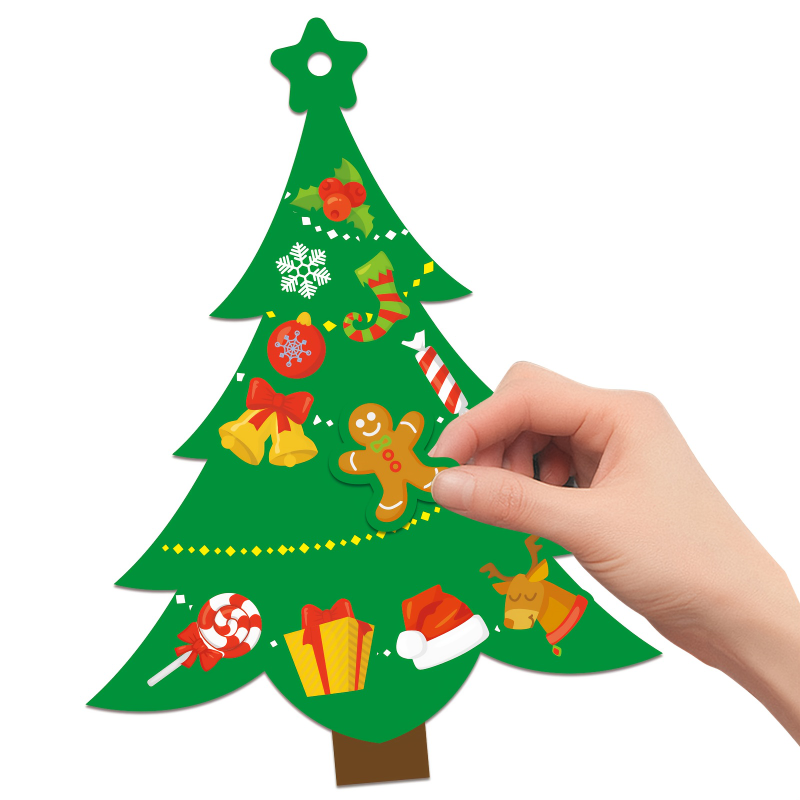 Kit de manualidades DIY para árbol de Navidad, 24 Uds., utiliza pegatinas para crear tarjetas navideñas, perfecto para fiestas de Navidad, actividades, suministros festivos