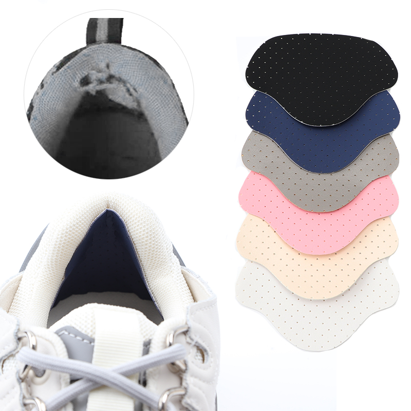 Subvención para reparación de talones zapatos adhesivos con agujeros plantillas para zapatillas parche almohadillas para talón pegatina protectora para talón insertos antidesgaste para el cuidado de los pies 4 Uds
