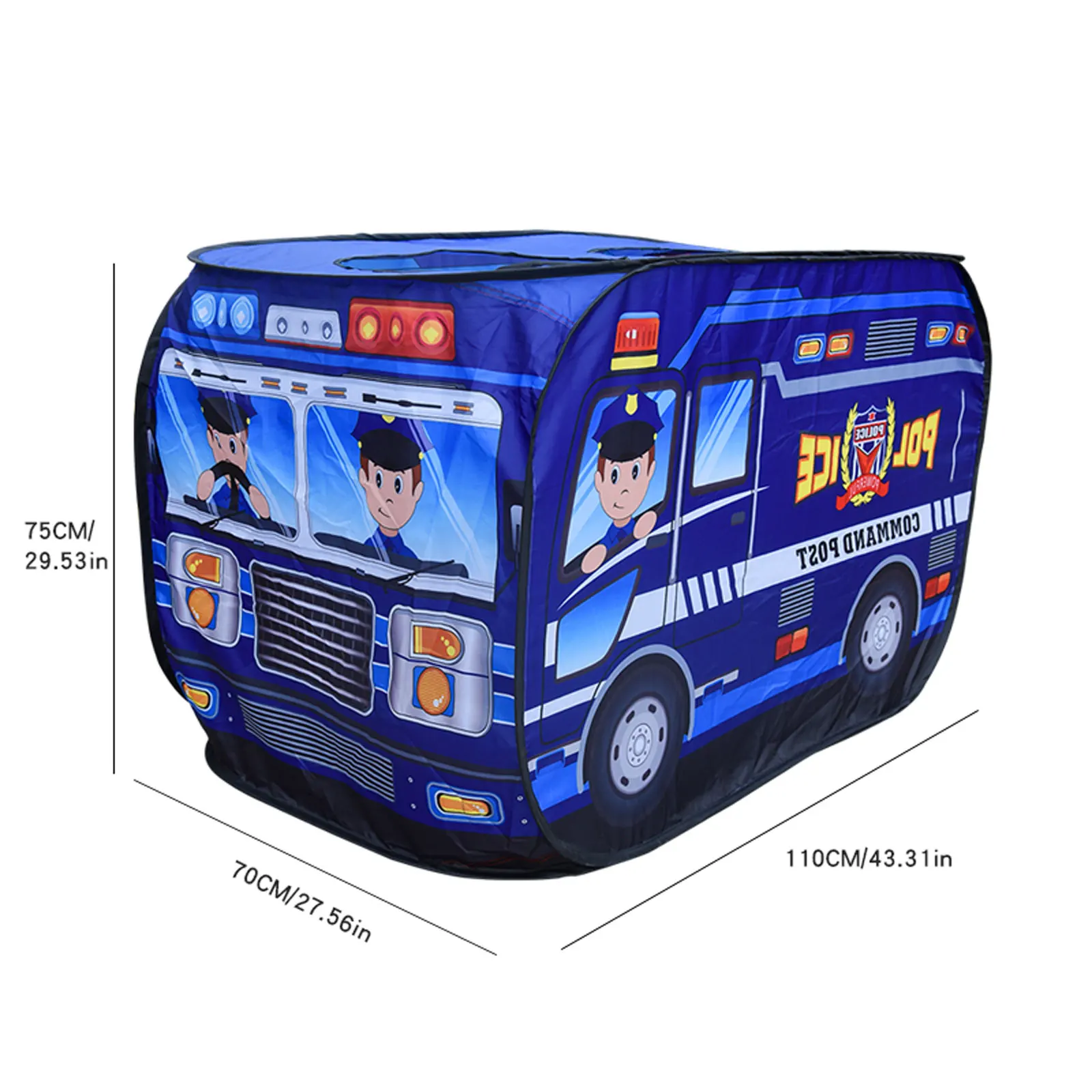 Tenda per auto per bambini casa auto della polizia casa da gioco per interni ed esterni con giocattoli sul tetto apribile
