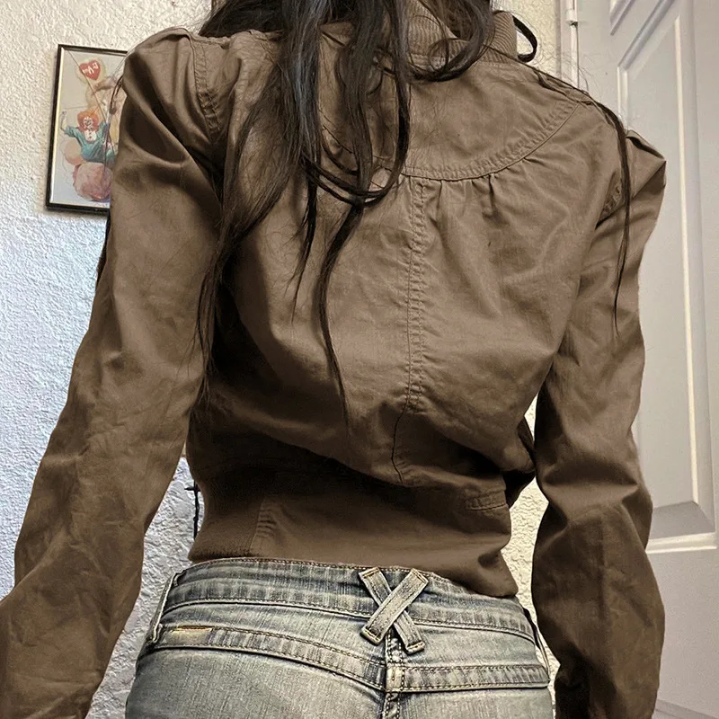 Jaqueta de pessoal de voo com bolso de segmentação de linha estilo industrial retrô americano, jaqueta explosiva versátil de outono e inverno