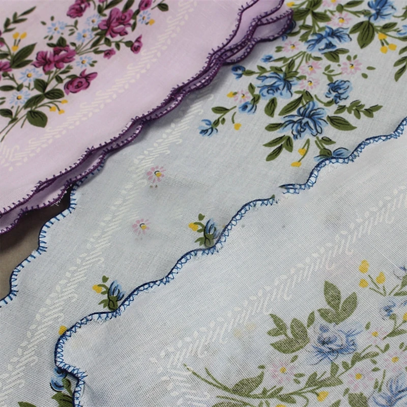 3 lenços vintage algodão com estampa floral sortida, lenços para mulheres, bolso quadrado, para damas honra, noivas