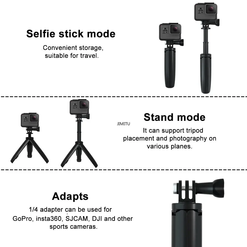 Trípode plegable para Gopro Vlog, Mini monopié portátil para Go Pro Hero 11, 10, 8, 7, sesión negra, accesorio para Cámara de Acción Osmo