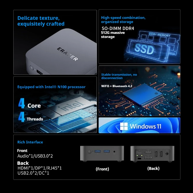 ERAZER U33/U35 Pocket PC Host Home Audio Video Online Course Learning Business Office 0.3L Palm Mini Host Computer Machine
