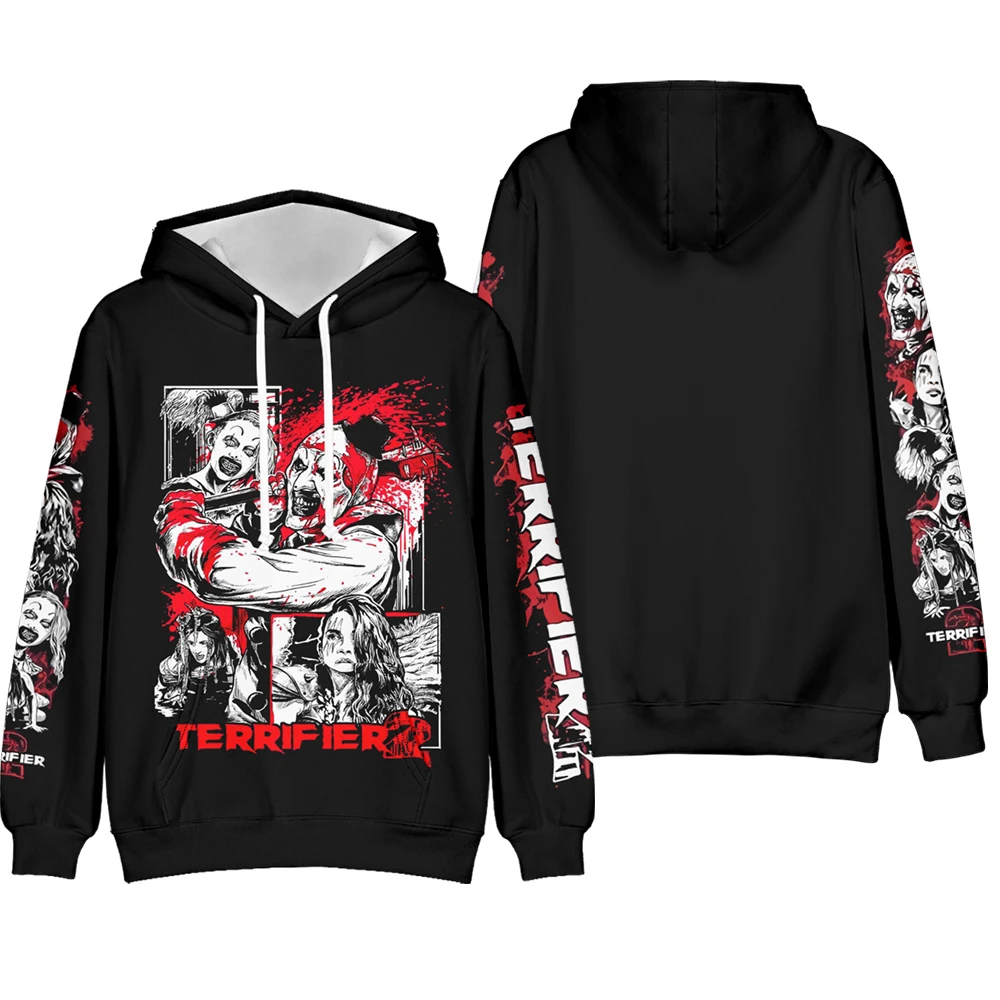 Terrifier película de terror sudaderas con capucha estampadas en 3D hombres mujeres moda Casual sudaderas de gran tamaño Sudadera con capucha jerseys chándal ropa de hombre