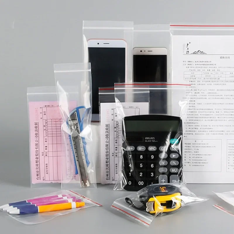 100pcs Simple Transparent Plastic PE Ziplock Bag Card Photo Battery Small Items Dust-proof Seal Bag Express Mail Packing Bag